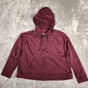 Xersion Full Zip Hoodie Mens XL Burgundy Excellent Loose Fit Activewear 90754
